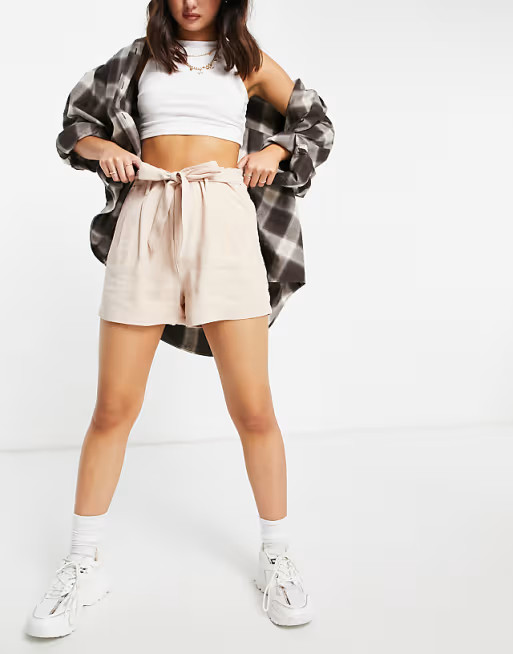 Only tie waist shorts in beige | ASOS (Global)