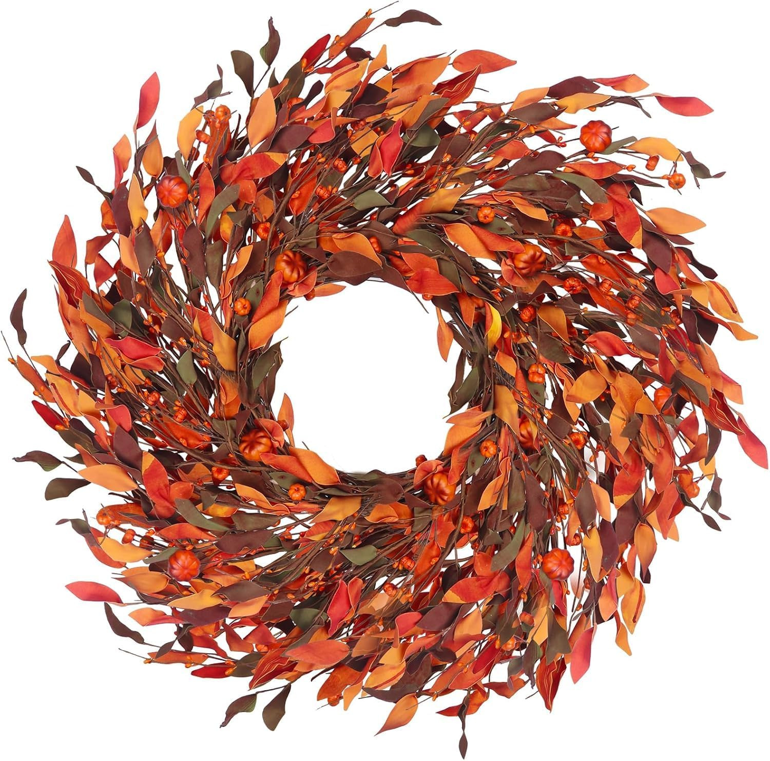 25" Fall Wreaths for Front Door with Pumpkin & Fall Leaves - Thanksgiving Harvest Front Door Wreath Decor, Farmhouse Outdoor Fall Wreath, Large Autumn Wreaths for Outside/Indoor | Amazon (US)