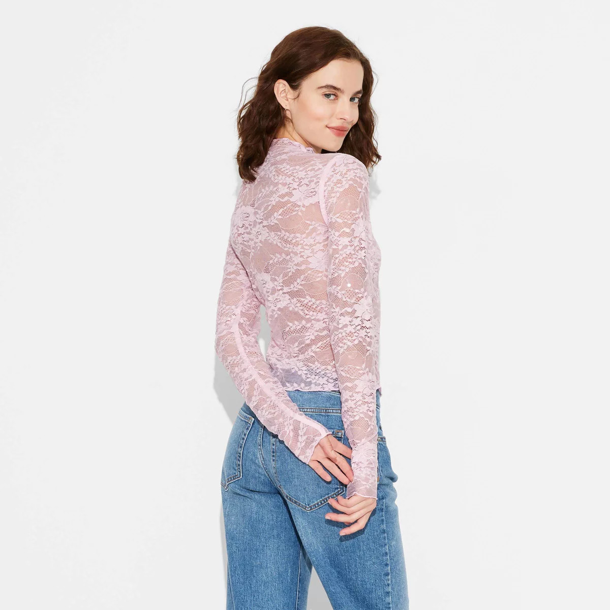 Women's Long Sleeve Lace Sequin Top - Wild Fable™ | Target