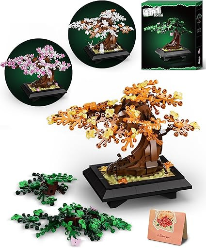 4 in 1 Bonsai Tree Building Sets, Four Season Cherry Bonsai Tree Building Kit, Artificial Plant D... | Amazon (US)