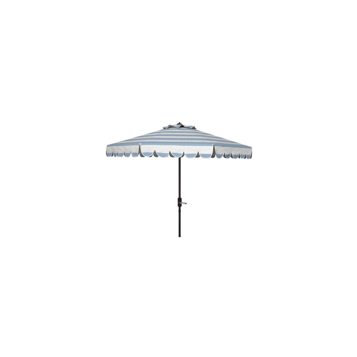 Maui Single Scallop Striped 9Ft Crank Push Button Tilt Patio Outdoor Umbrella  - Safavieh | Target