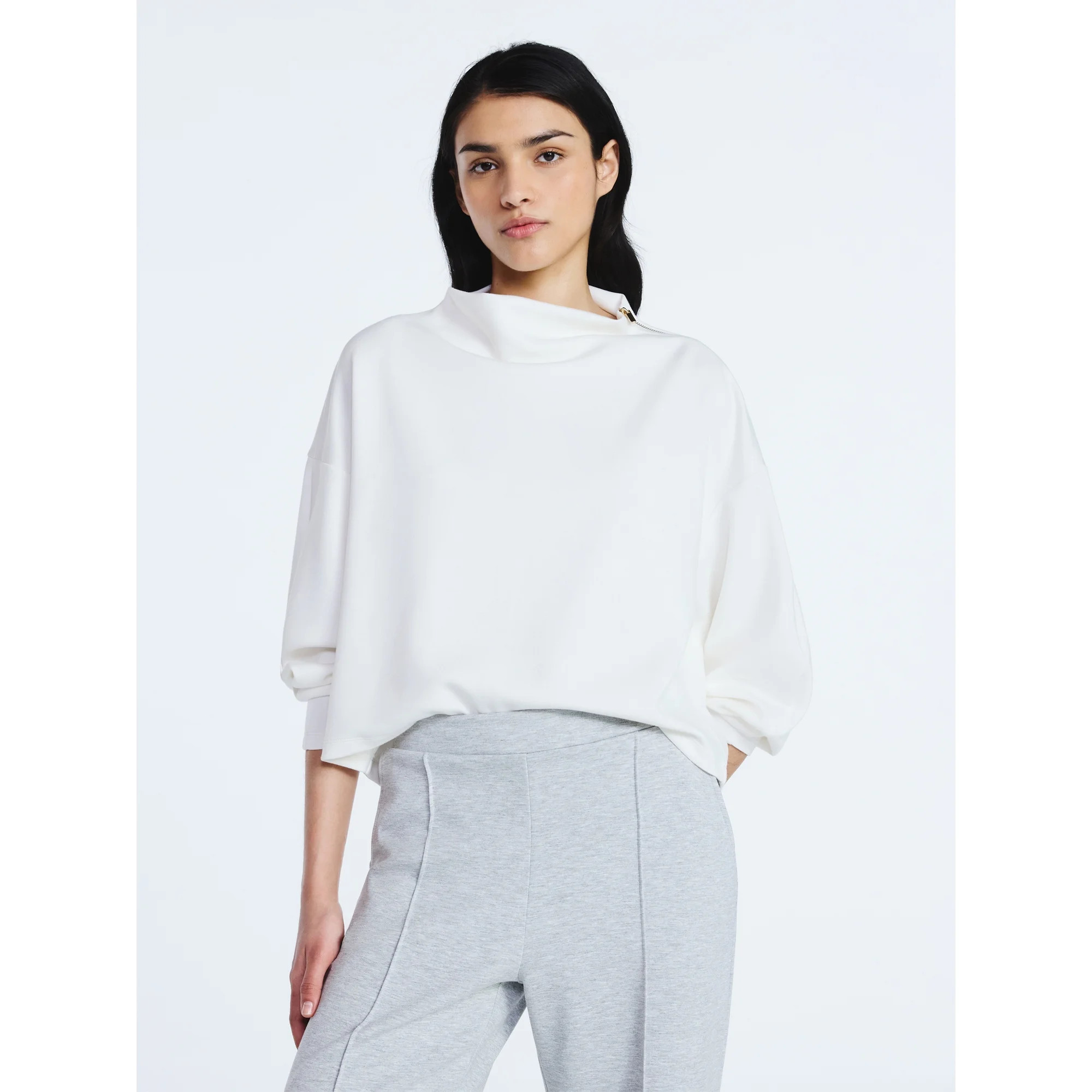 Scoop Women's New Scubaknit Zip Neck Top, Sizes XS-XXL | Walmart (US)