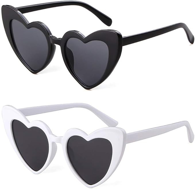 boqopod Clout Heart Shaped Sunglasses Goggles Vintage Cat Eye Mod Style Retro Kurt Cobain Glasses | Amazon (US)