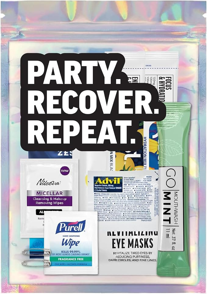 Hangover Kit – 10pc Pre-Filled Bags with Essential Recovery Supplies – 21st Birthday Gifts fo... | Amazon (US)