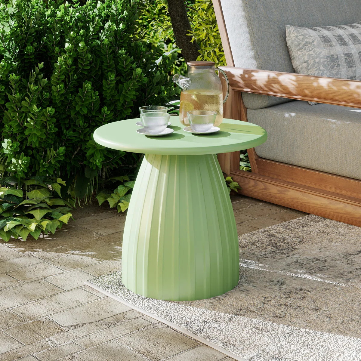 Round Patio Side Table, Metal Steel Outdoor Side Table, Patio Accent End Table | Wayfair North America