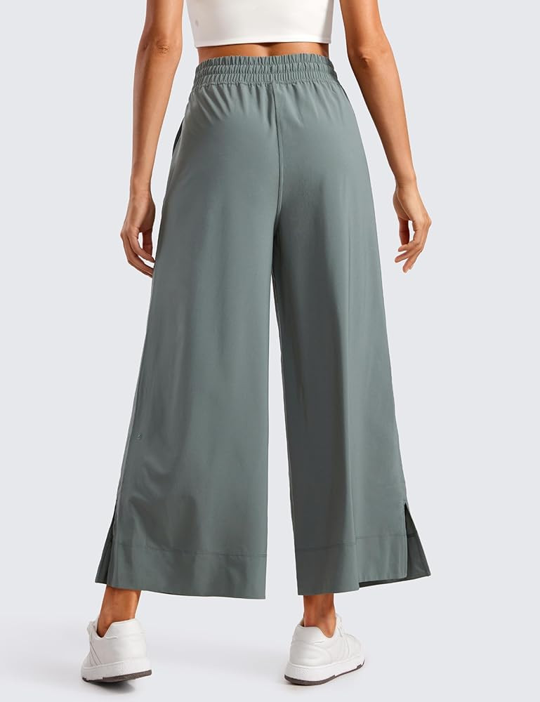 Amazon.com: CRZ YOGA Lightweight Wide Leg Cropped Pants for Women 25" - Casual Travel Work Sweatp... | Amazon (US)