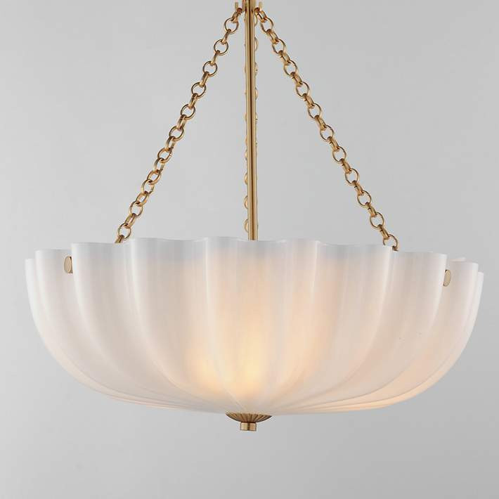 Maxim Bundt 17 1/2" White/Natural Aged Brass Pendant/Semi-Flush Light | Lamps Plus