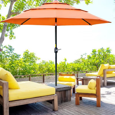 ACEPANO 104.25 in. W 3-Tier Outdoor Patio Market Umbrella with Hand Crank & Push-Button Tilt Function for Patios, Backyards & Lawns-Orange | Target
