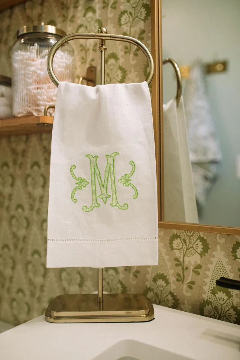 Personalized Linen Hand Towel: Monogrammed Embroidery, 14x22 | Etsy (US)