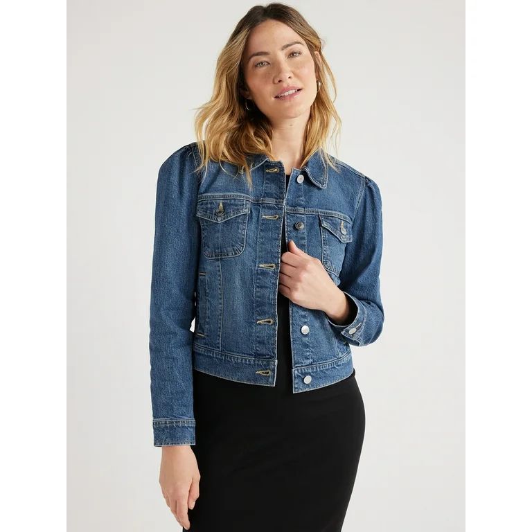 Free Assembly Women’s Puff Sleeve Denim Jacket, Sizes XS-XXL | Walmart (US)