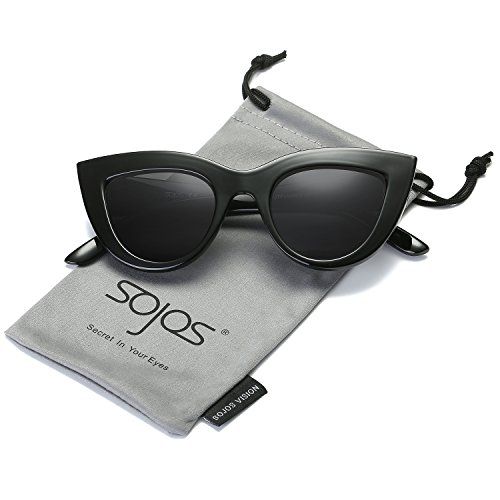 SojoS Retro Cat Eye Women Sunglasses 60's Fashion Thick Frame Mirror Lens SJ2939 With Black Frame/Gr | Amazon (US)