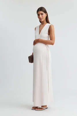 Crepe Knit Wrap Dress (Petal) | Legoe Heritage Maternity APAC