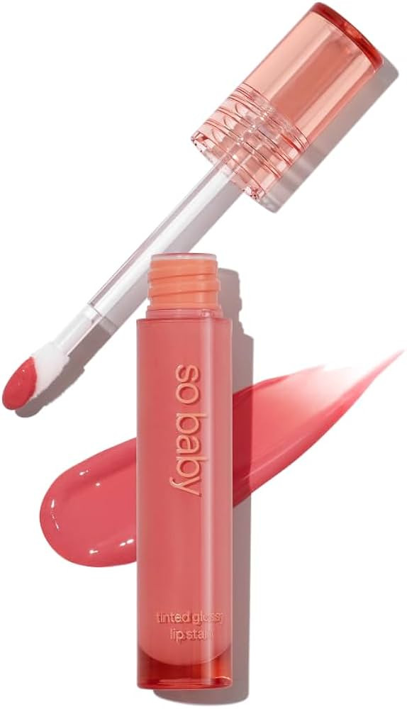 Glossy Lip Stain – Plumping Hydrating Lip Oil Tint with Hyaluronic Acid & Peptide Complex – N... | Amazon (US)