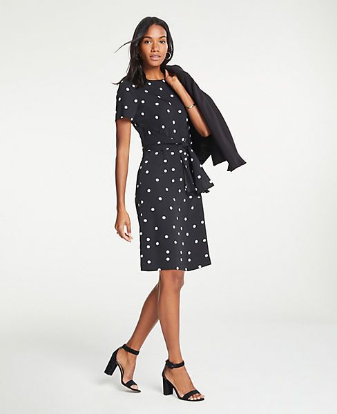 Polka Dot Tie Front T-Shirt Dress | Ann Taylor (US)