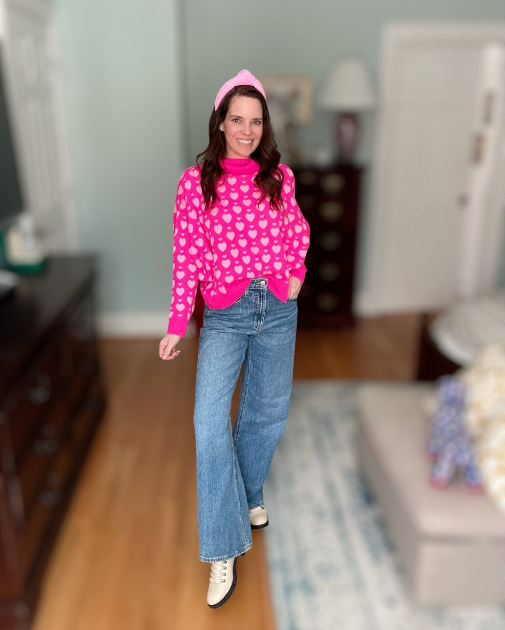 Pink Heart Sweater + Wide Leg Jeans Valentine Outfit 💗


This pink heart sweater is giving all the Valentine vibes 💕 I styled it with extra high-waisted wide-leg jeans for an easy, flattering everyday look that still feels festive. The bright pink knit paired with classic denim is perfect for February outfits, Galentine’s plans, school drop off, or casual date nights.

Finished the look with comfy lace-up boots and fun accessories for a playful but polished outfit you can wear all season long 💗 This heart sweater is such a cute statement piece and looks adorable styled with jeans, trousers, or even a skirt.

Perfect Valentine’s Day outfit inspiration, pink sweater outfit ideas, heart print sweater looks, wide leg jean outfits, and casual Valentine fashion you can actually wear beyond the holiday 💕✨

#LTKValentine #LTKstorytime #LTKSaleAlert

#LTKPetite #LTKValentine #LTKSaleAlert