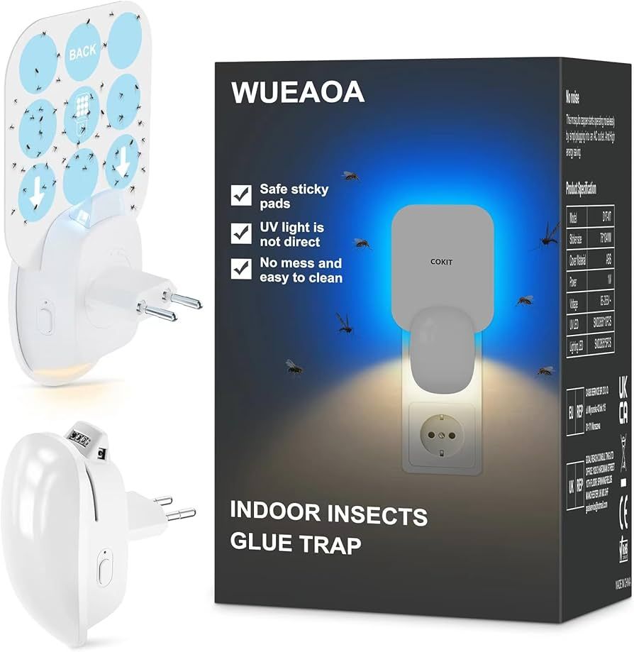 WUEAOA fliegenfalle Innenbereich Steckdosen mit UV Licht und LED light,2024 neu mückenfalle Stec... | Amazon (DE)