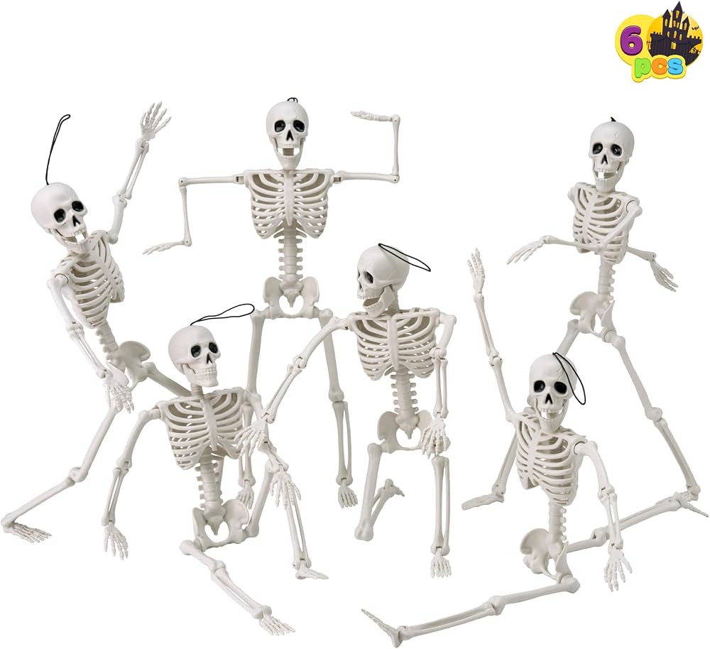 JOYIN 6 PCS 16" Halloween Posable Skeletons Decor, Full Body Moveable Joints Hanging Skeletons fo... | Amazon (US)