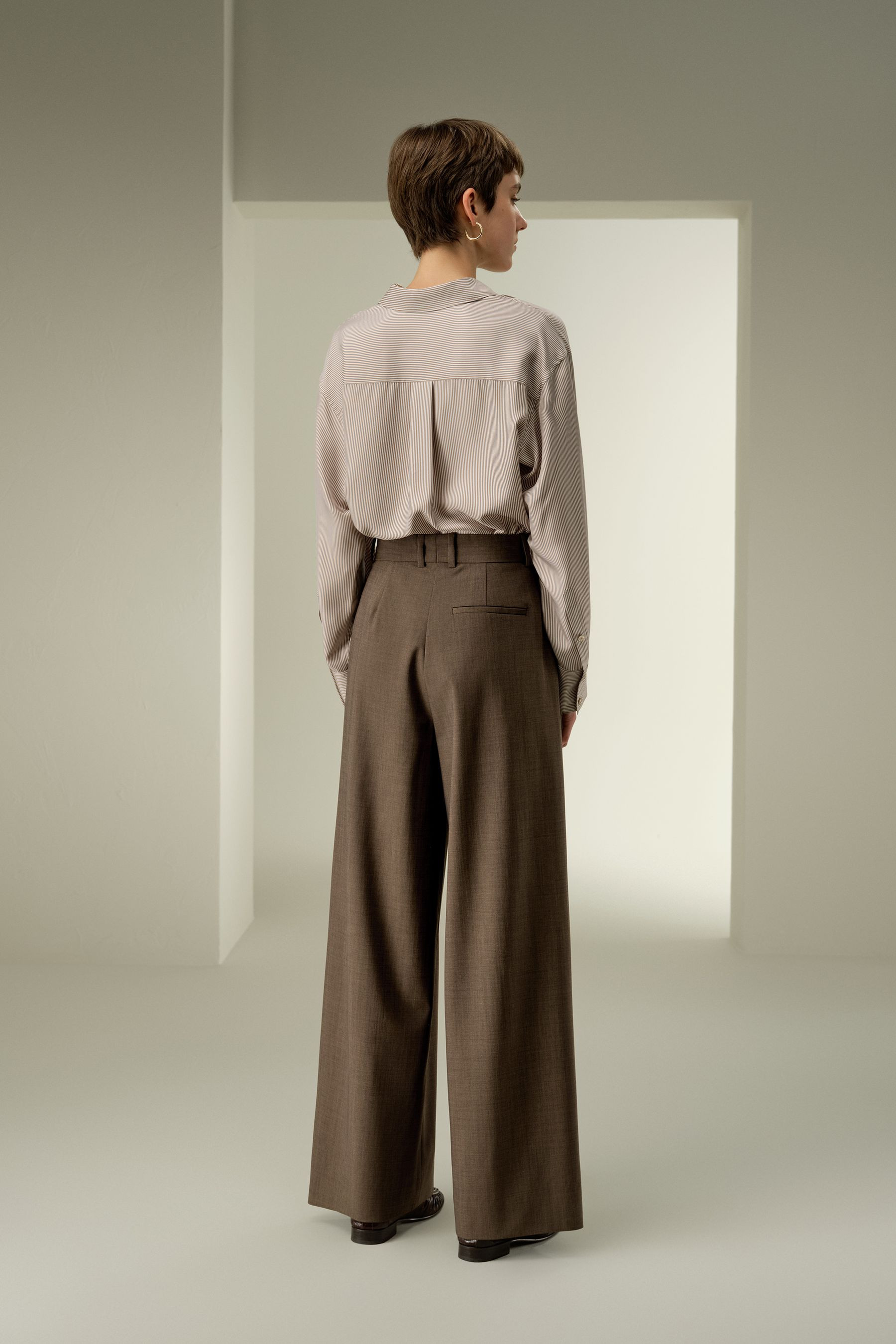 Front-Pleated Silk-Wool Blend Trousers | LilySilk