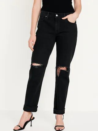 Mid-Rise Ripped Boyfriend Jeans for Women | Old Navy (US)