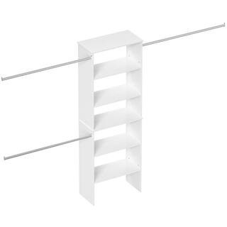 25.5 in. White Walk-in Modular Wood Closet Organizer Tower System with 5-Shelves, Tower Wood Closet System | The Home Depot