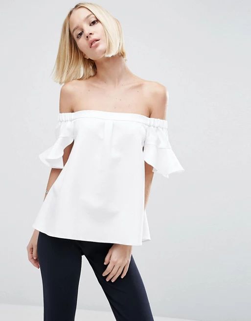 ASOS Off Shoulder Top with Frill Sleeve | ASOS US