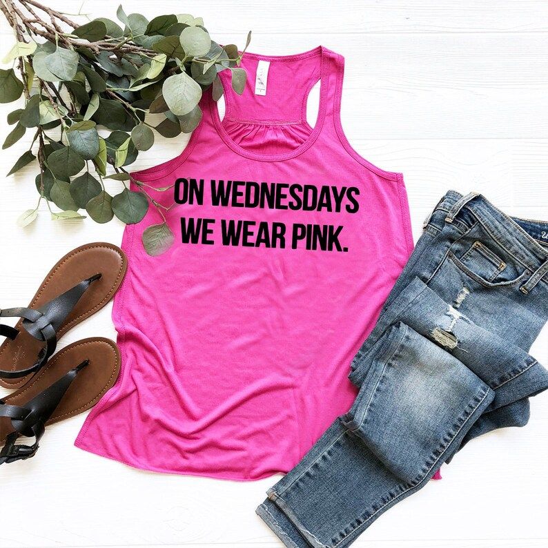 On Wednesdays We Wear Pink Tank | Mean Girls Tank Top | Funny Mom Tank Top | Mean Girls Shirt | Etsy (US)
