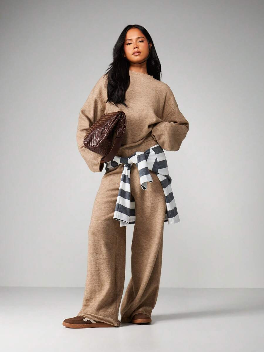 MISSGUIDED Oversized Knitted Co Ord Set Chunky Sweater Lounge Pants Winter Cozy Matching Outfit | SHEIN