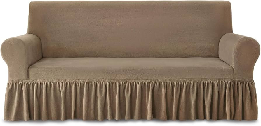 NICEEC Sofa Cover Thick Plush 1-Piece Warm Khaki Sofa Slipcover for Sofas Stretch Fluffy Couch Co... | Amazon (US)