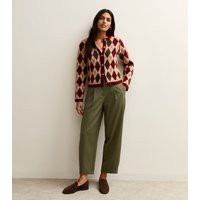 Women's Khaki Barrel Leg Tailored Trousers New Look | New Look (UK)