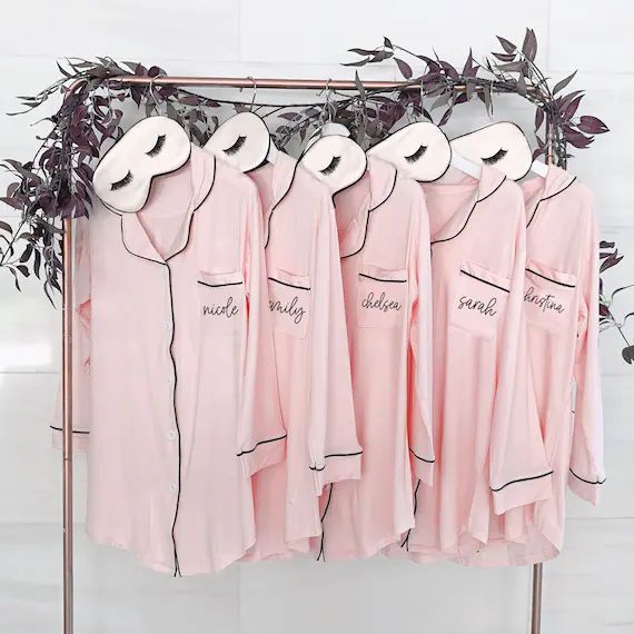 Personalized Bridesmaid Pajamas Personalized Sleep Shirts Bridesmaid Pajamas Bridesmaid Button Do... | Etsy (US)