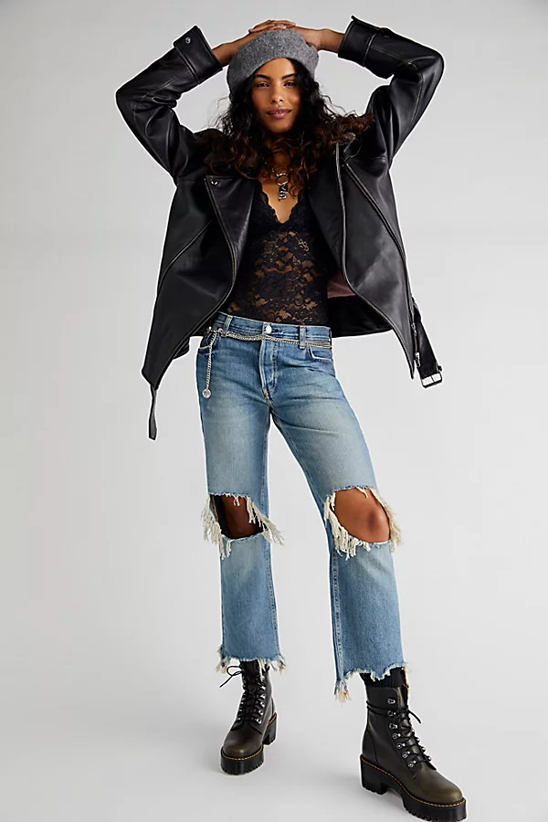 Maggie Mid-Rise Straight-Leg Jeans by We The Free at Free People, Aged To Perfection, 24 L | Free People (Global - UK&FR Excluded)