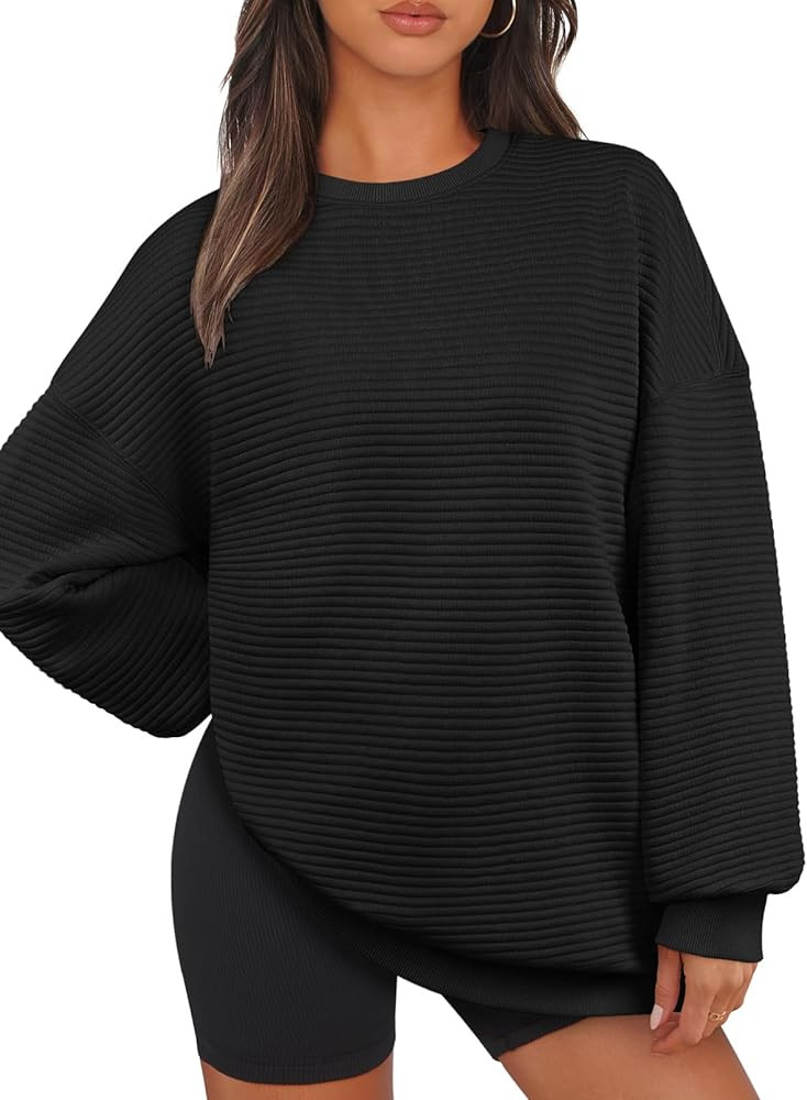 MEROKEETY Oversized Sweatshirt for Women 2024 Fall Long Sleeve Crew Neck Textured Pullover Tops w... | Amazon (US)