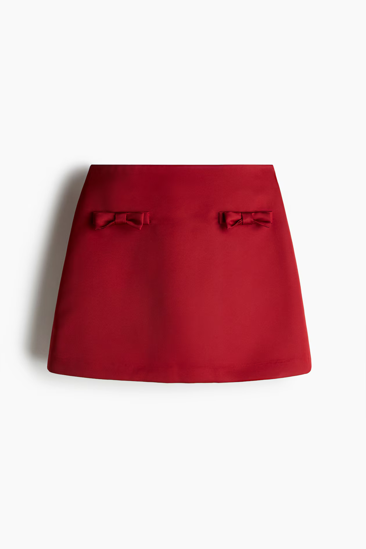 Bow-Detail Satin Mini Skirt - Dark red - Ladies | H&M US | H&M (US + CA)