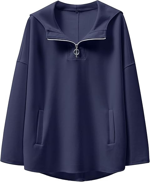 ANRABESS Womens Oversized Hoodie Quarter Zip Sweatshirts 2025 Spring Tunic Pullover Top Trendy Te... | Amazon (US)