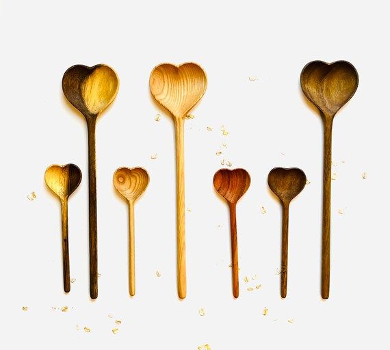 Straight Heart Wooden Spoon Organic Love Kitchen Utensil | Etsy | Etsy (US)