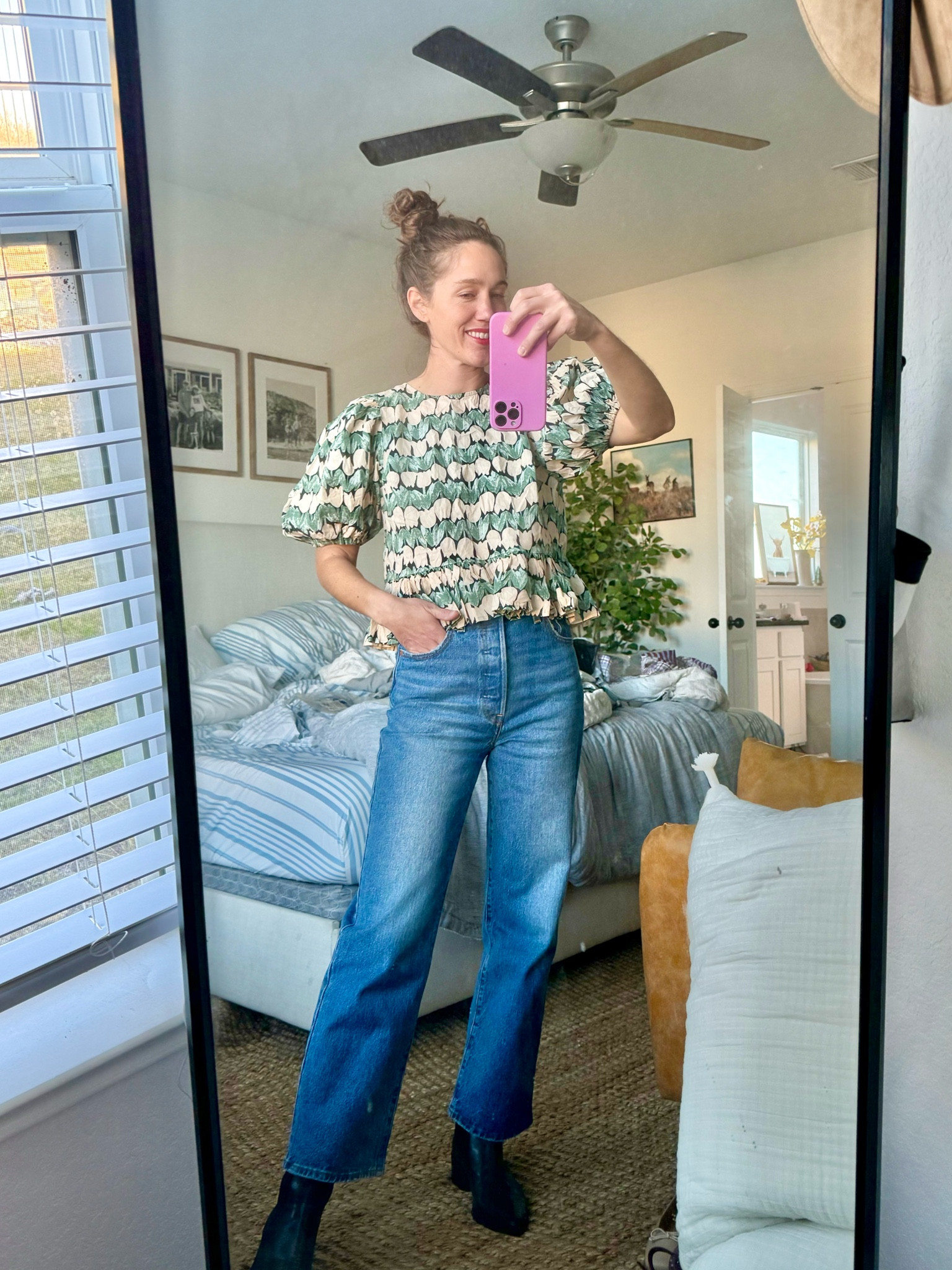 The black bows on the back of this top are everything! 
Top: @anthropologie
Denim: @levis
Booties: @vagabondshoemakers

#LTKFindsUnder100 #LTKStyleTip #LTKSaleAlert