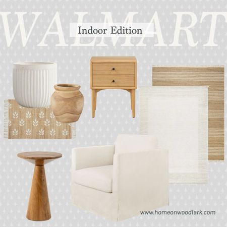 I absolutely love the neutral and warm vibe of these Walmart home finds.  Perfect for a neutral palette on a budget!  

Walmart home finds.  Better Homes and Garden home furnishings and decor.  Wooden accent table.  Jenny and Dave Marrs Area rugs.  Bedside table.  Door rug.  White planter.  Wooden vase.  BHG cream accent chair.  

#LTKxWalmart #LTKSaleAlert #LTKHome