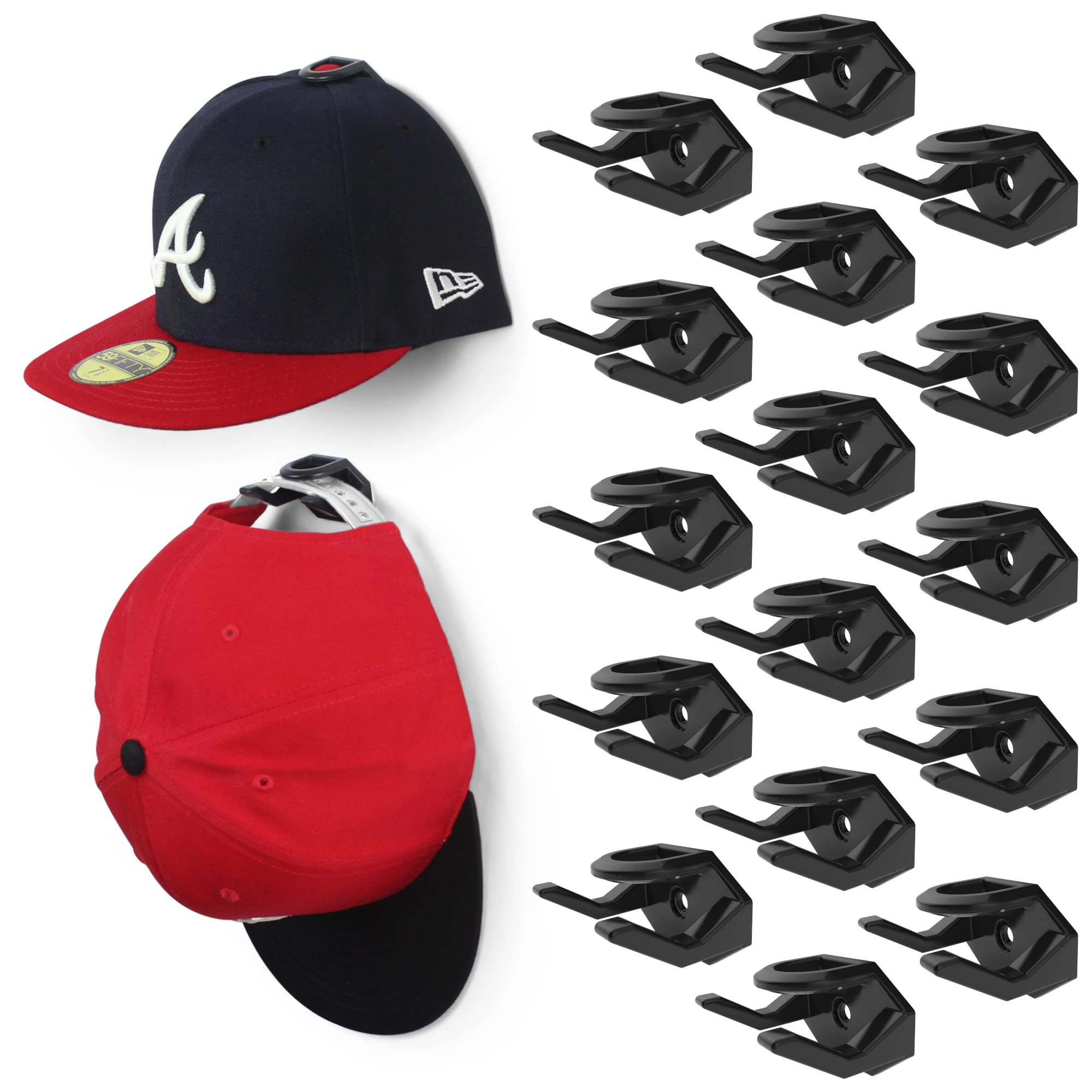 Modern JP Adhesive Hat Hooks for Wall (16-Pack) - Hat Rack for Baseball Caps, Minimalist Hat Disp... | Amazon (US)