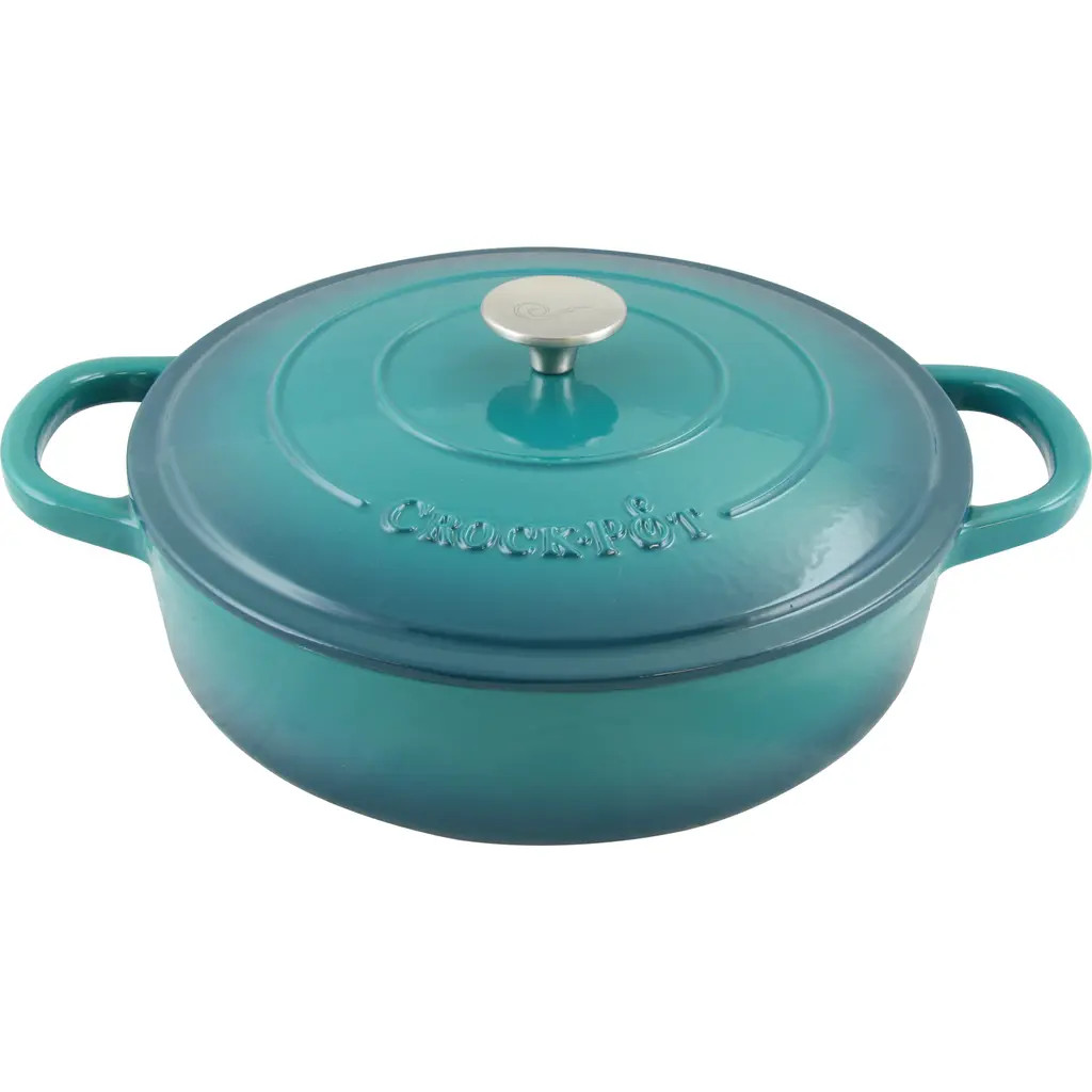 Crock-pot Enameled Cast Iron 5 Quart Round Braiser Pan with Self Basting Lid in Blue at Nordstrom | Nordstrom