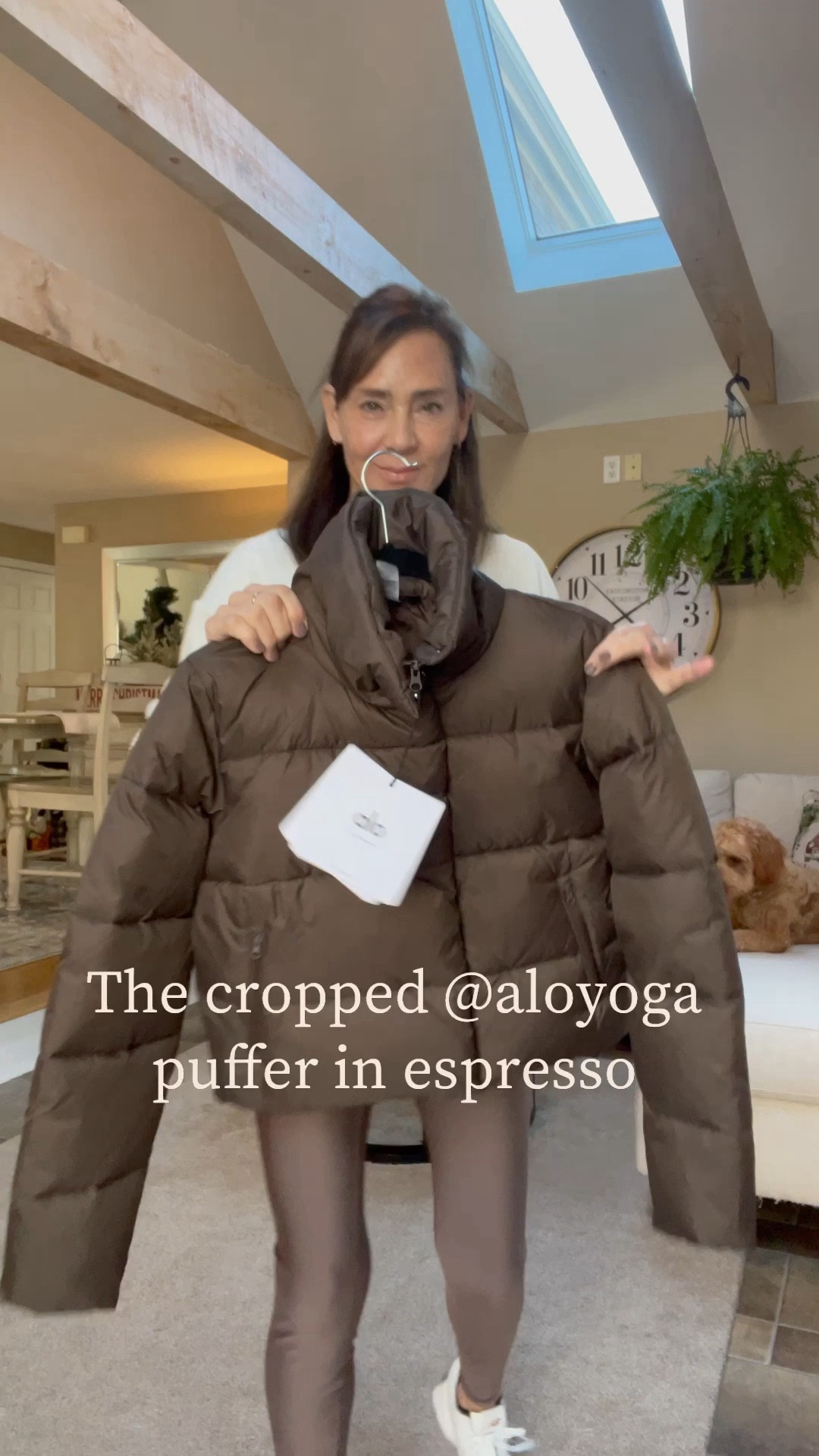 Sharing my newest piece, the  cropped @aloyoga puffer in espresso. I picked it up on black frday. I love to use @afterpay for my Alo Yoga purchases. It helps me feed my workout wear obsession ! I am wearing an Xs and have room under it for a sweatshirt. Im 5’ 2” 112lb. This jacket is def worth the $$! 

#LTKSeasonal #LTKfitness #LTKstyletip