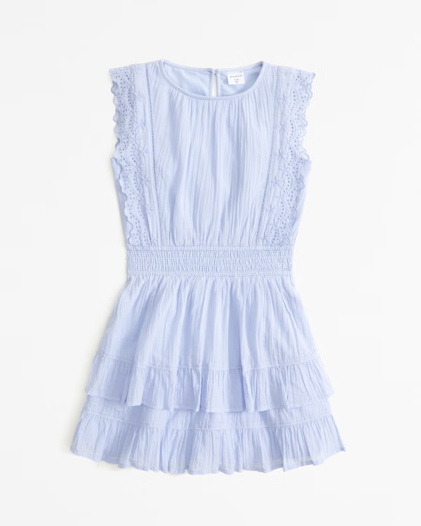 smocked waist tiered mini dress | Abercrombie & Fitch (US)