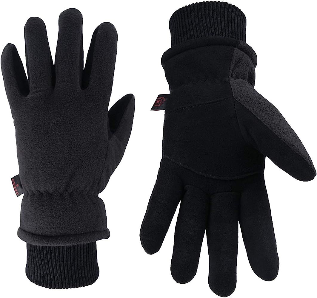 Winter Gloves Deerskin Suede Leather Palm with Big Patch - Water-Resistant Windproof Insulated Wo... | Amazon (US)