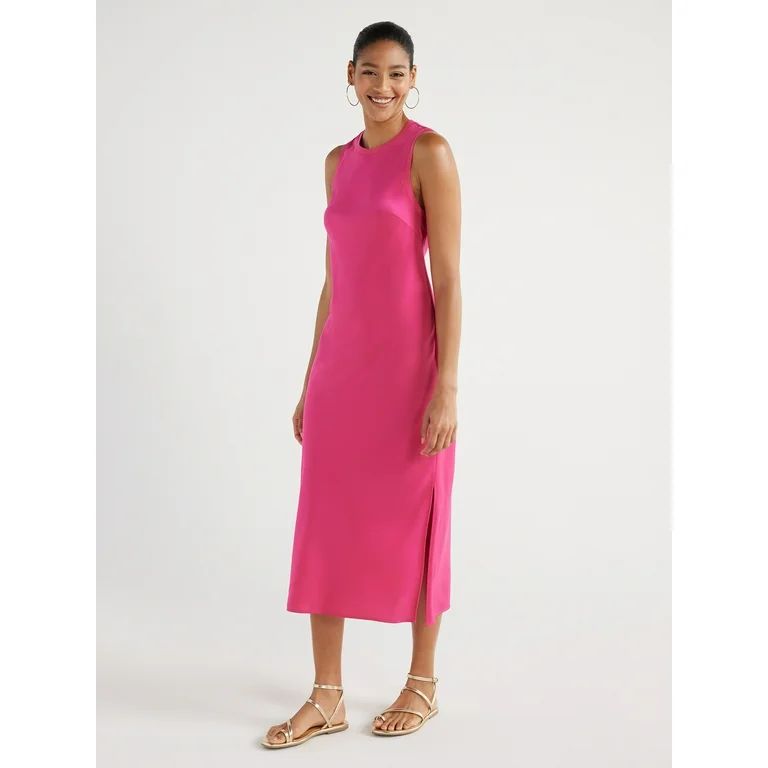 Scoop Women's Sleeveless Satin Midi Tank Dress, Sizes XS-XXL | Walmart (US)
