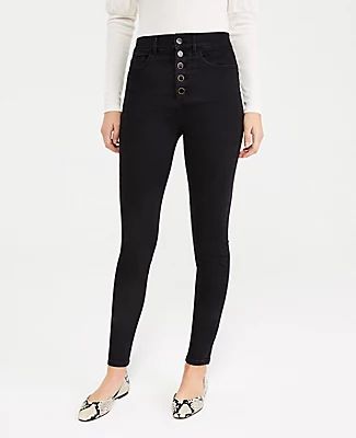 Ann Taylor Sculpting Pocket High Rise Skinny Jeans in Classic Black Wash | Ann Taylor (US)