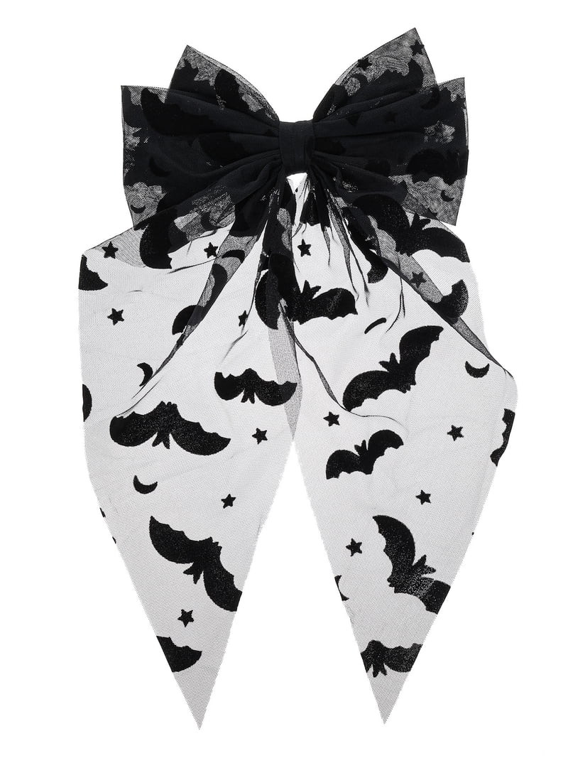 Way to Celebrate Halloween Women's Sheer Bat Hair Bow, Black, 1 Piece, Barrette Hair Clip | Walmart (US)