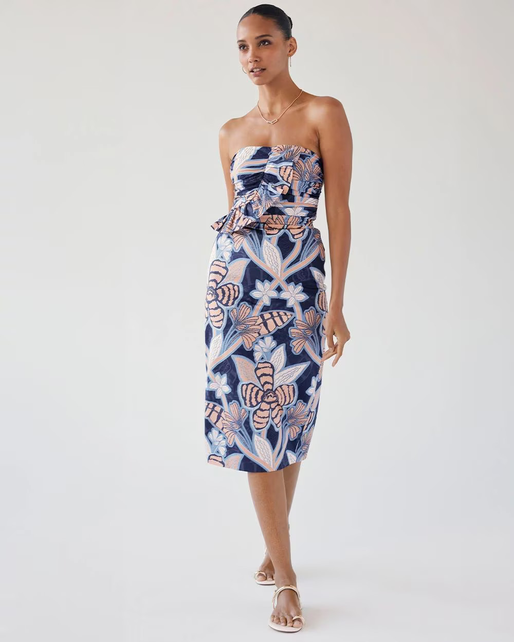 Strapless Ruffle Bust Sheath Dress | White House Black Market