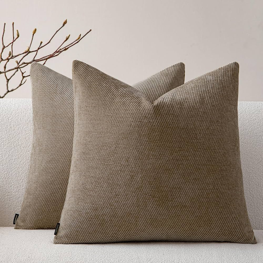 a moment Pack of 2 Decorative Chenille Throw Pillow Covers with Twill Cushion Covers for Sofa Liv... | Amazon (US)