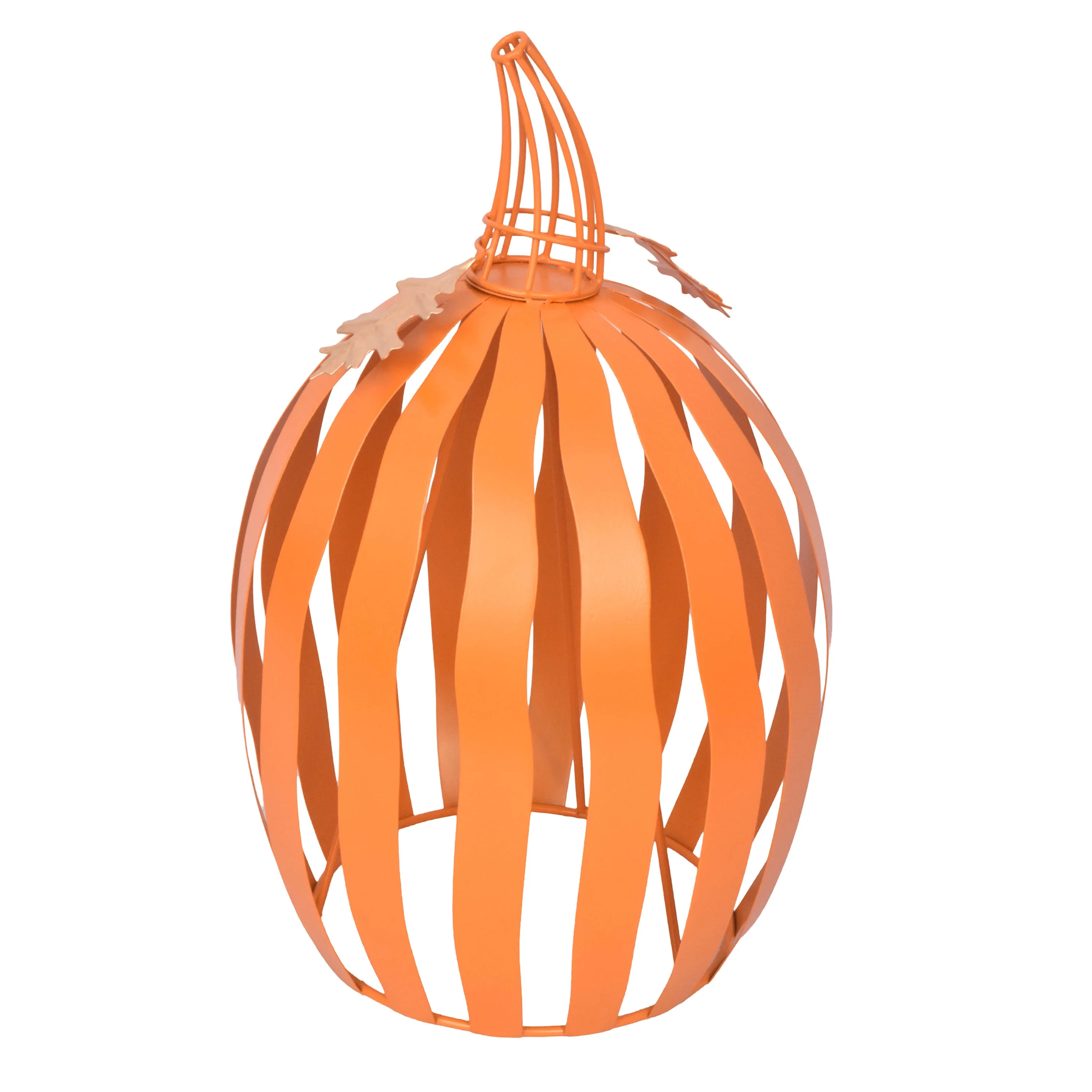 Harvest Orange Metal Pumpkin Decoration, 14.5", by Way To Celebrate | Walmart (US)