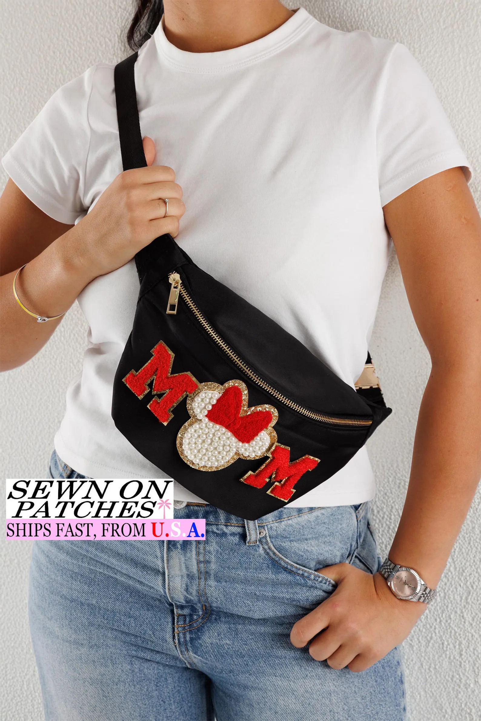 Large Nylon Fanny Pack | Personalized Crossbody Bag with Sewn Patches | Custom Belt Bag Gift for ... | Etsy (Global)