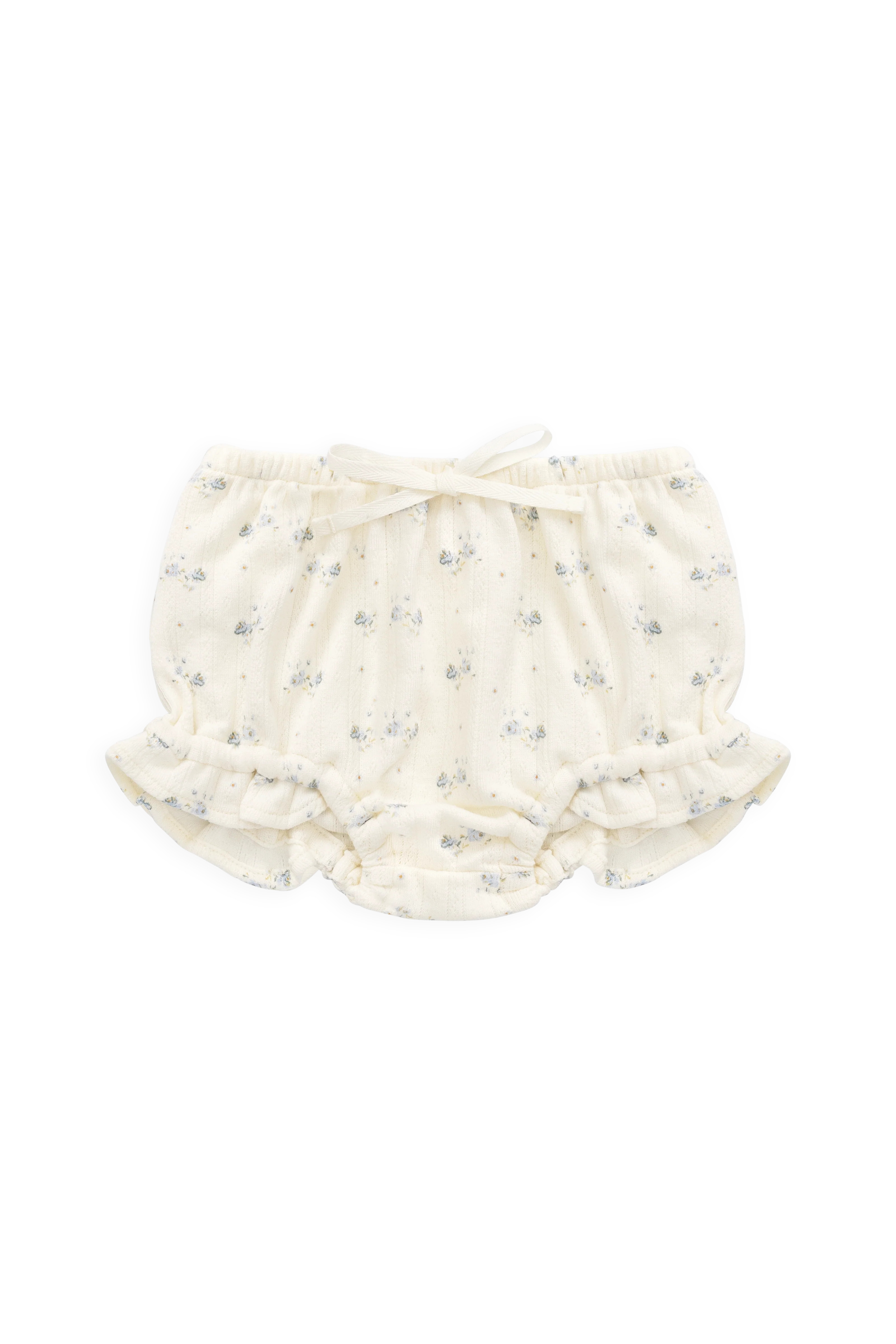 Organic Cotton Pointelle Frill Bloomer - Molly Blue 3-6M | Jamie Kay